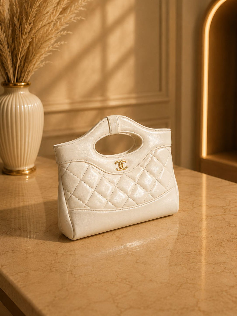 Sac Cabas Matelassé Blanc Élégance