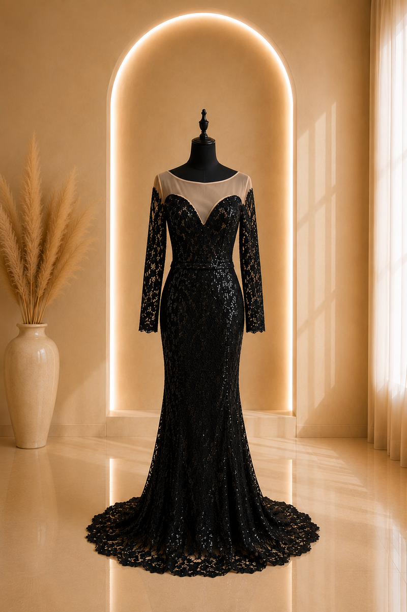Robe beige et noir