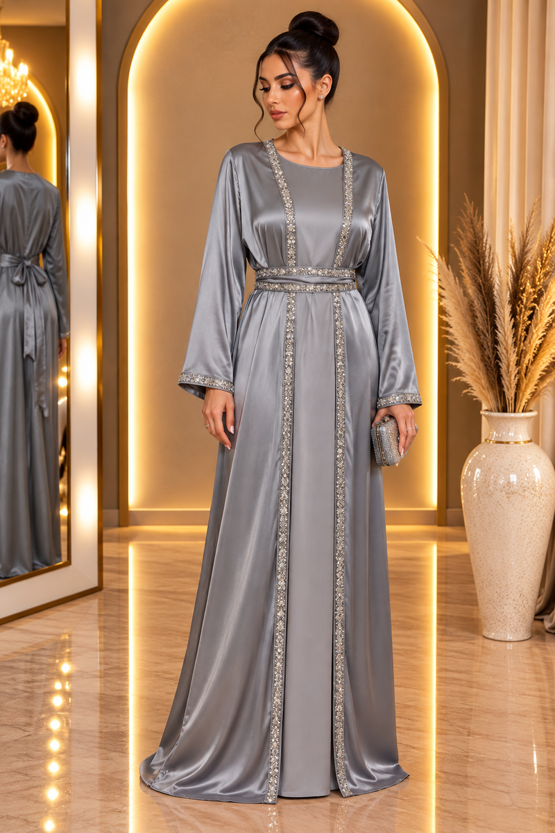 Abaya grise et argenté