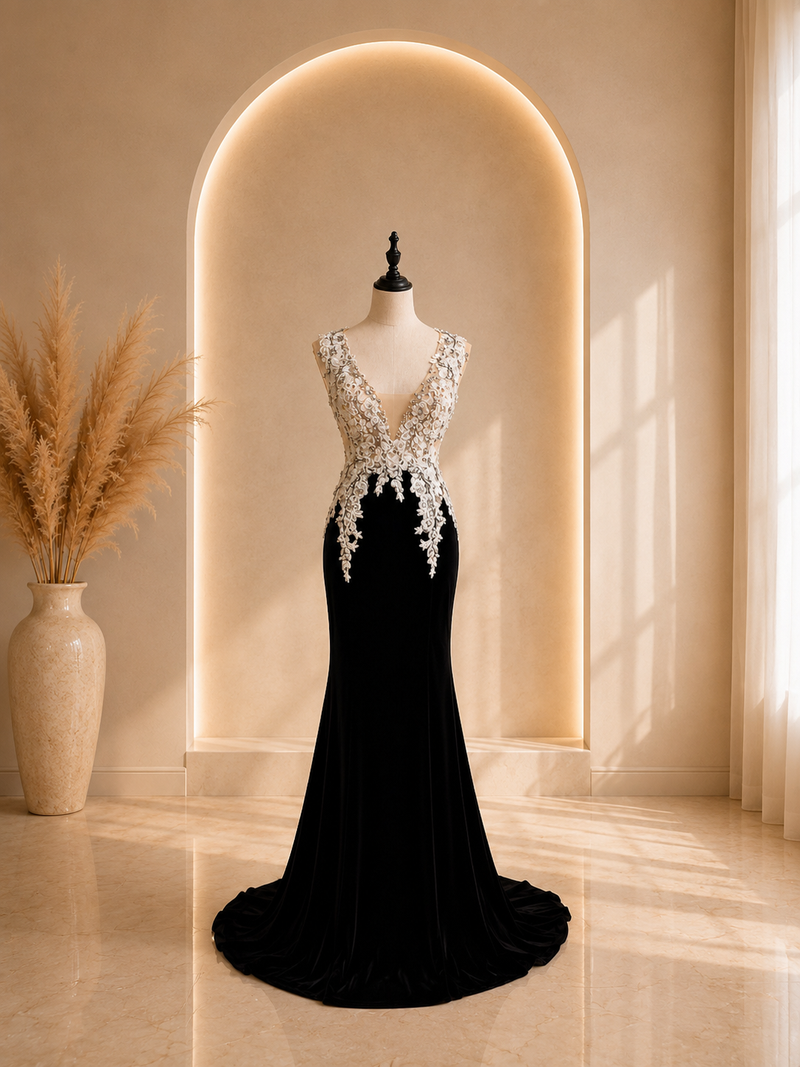 Robe sirène noir et blanche