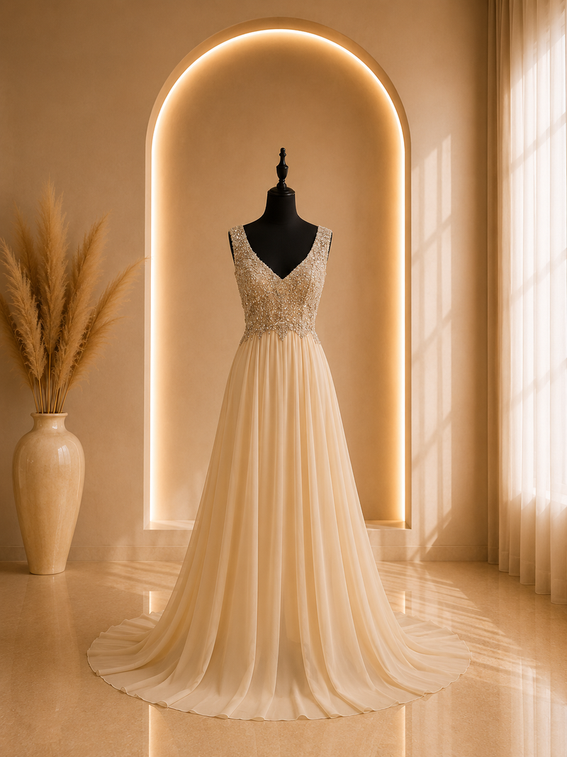 Robe princesse beige