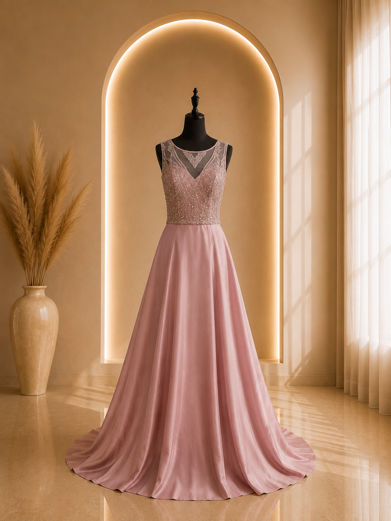 Robe évasé rose