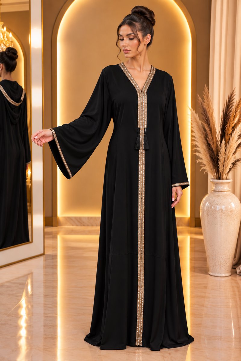 Abaya noir et or