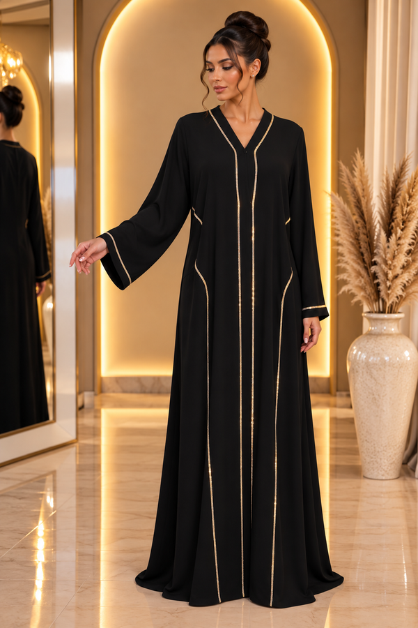 Abaya noir et or
