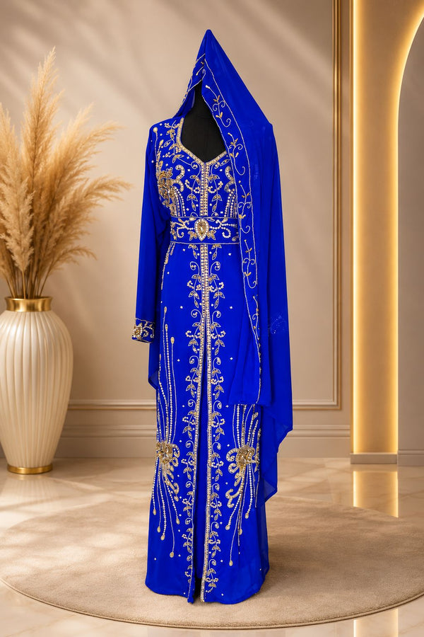 Caftan Marocain élégant Royale bleue electrique
