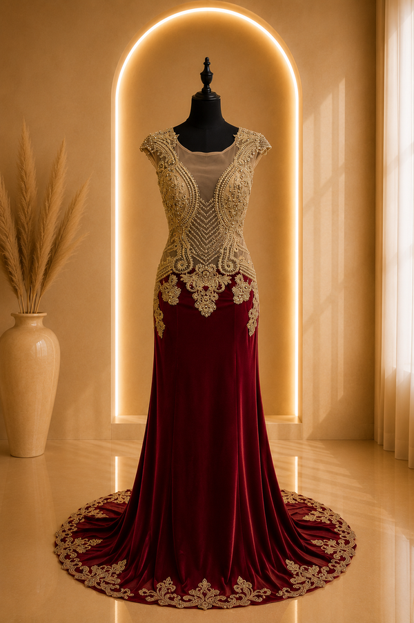 Robe velours bordeaux