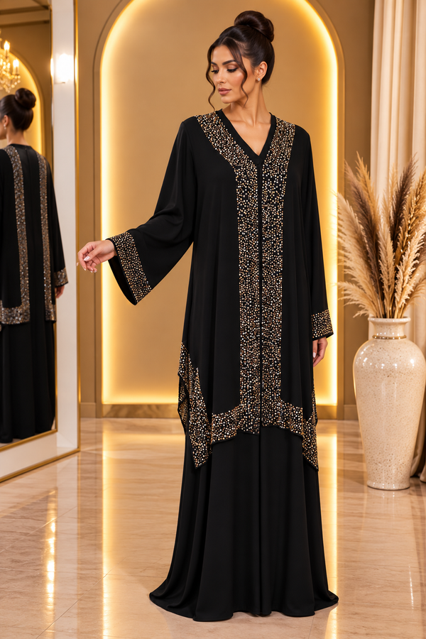 Abaya noir et or
