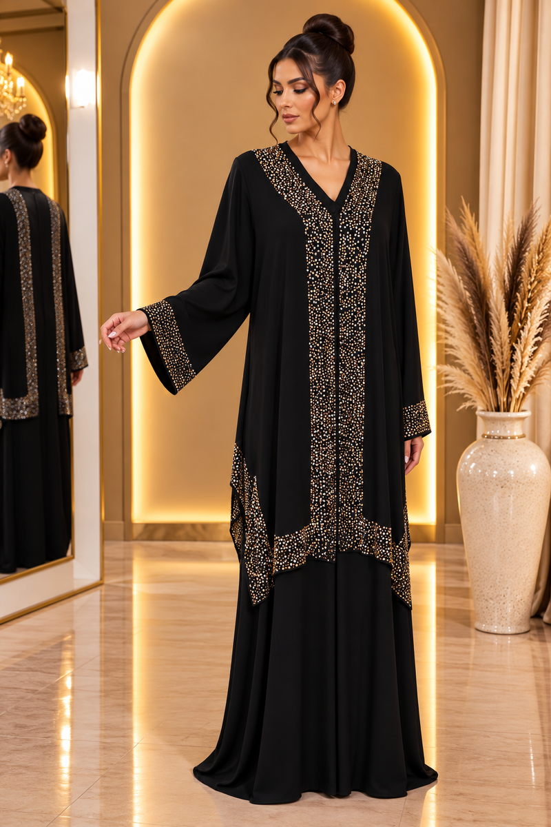 Abaya noir et or