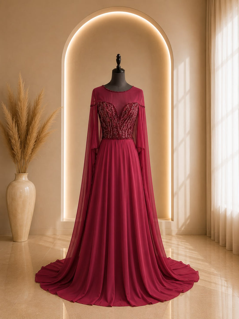 Robe rouge demi manche