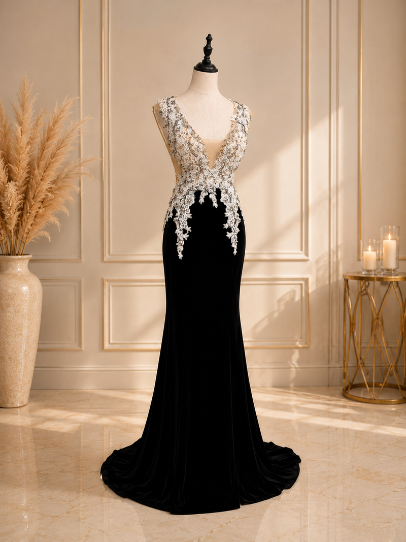 Robe sirène noir et blanche