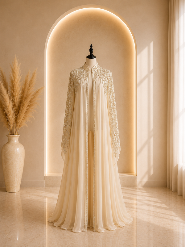 Cape beige et argenté