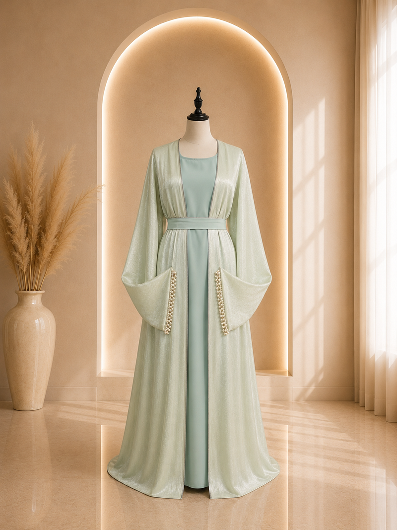 Abaya verte et blanche