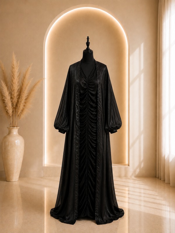 Abaya noir plissé