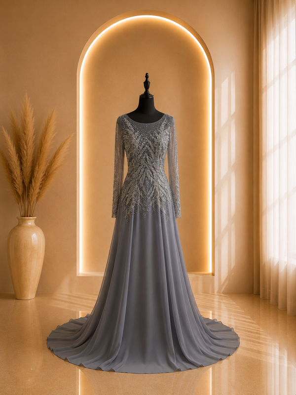 Robe manches grise