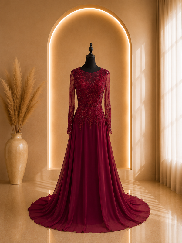 Robe manches rouge