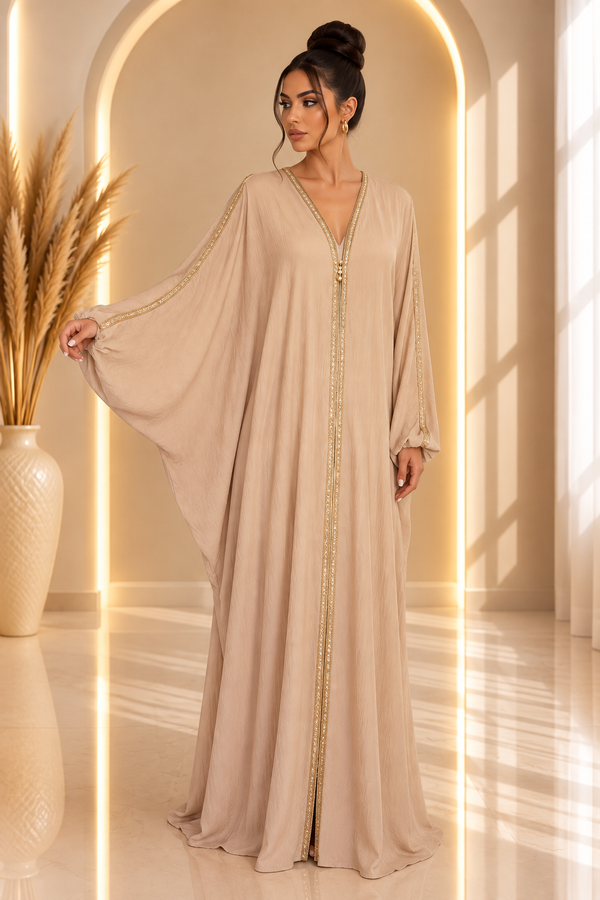 Abaya beige à zip